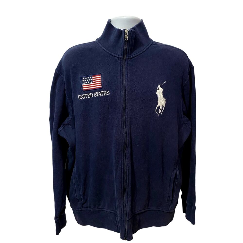 Vintage POLO Ralph Lauren Big Pony Men’s USA 3 Sport Jacket Full Zip Size Large